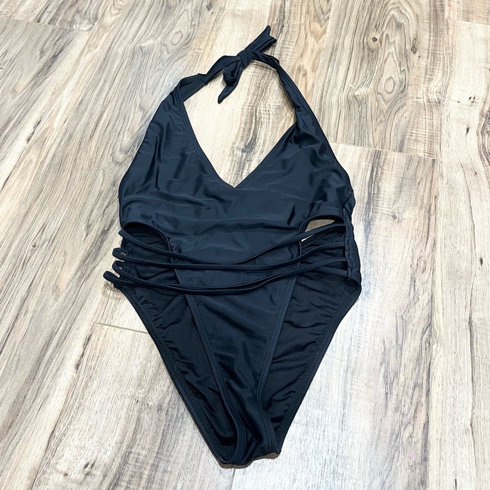 Hustler black one piece swimsuit
